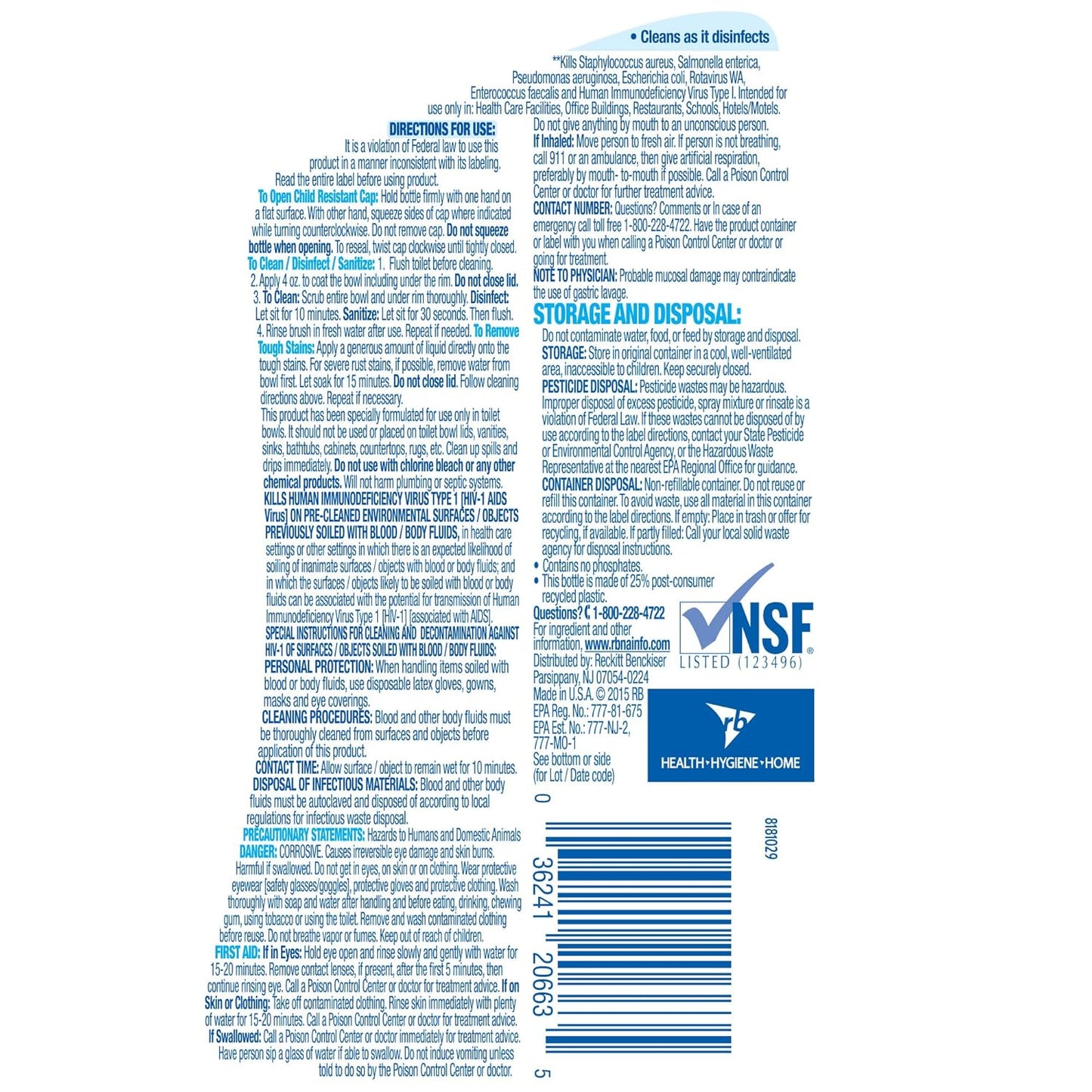 Lysol 74278 Professional Disinfectant Toilet Bowl Cleaner, 32 oz