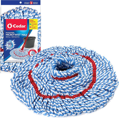O-Cedar Genuine MicroTwist MAX Twist Mop Head Replacement | Machine Washable | Reusable | Microfiber Refill | Removes 99% of Bacteria