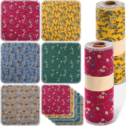 Redbaker 50 Pcs Reusable Paper Towels Paperless Reusable Cotton Cloths Toilet Absorbent Washable Paper Towels with Roll Kitchen Dishcloth for Kitchen Paperless Dishcloths(Stripe)