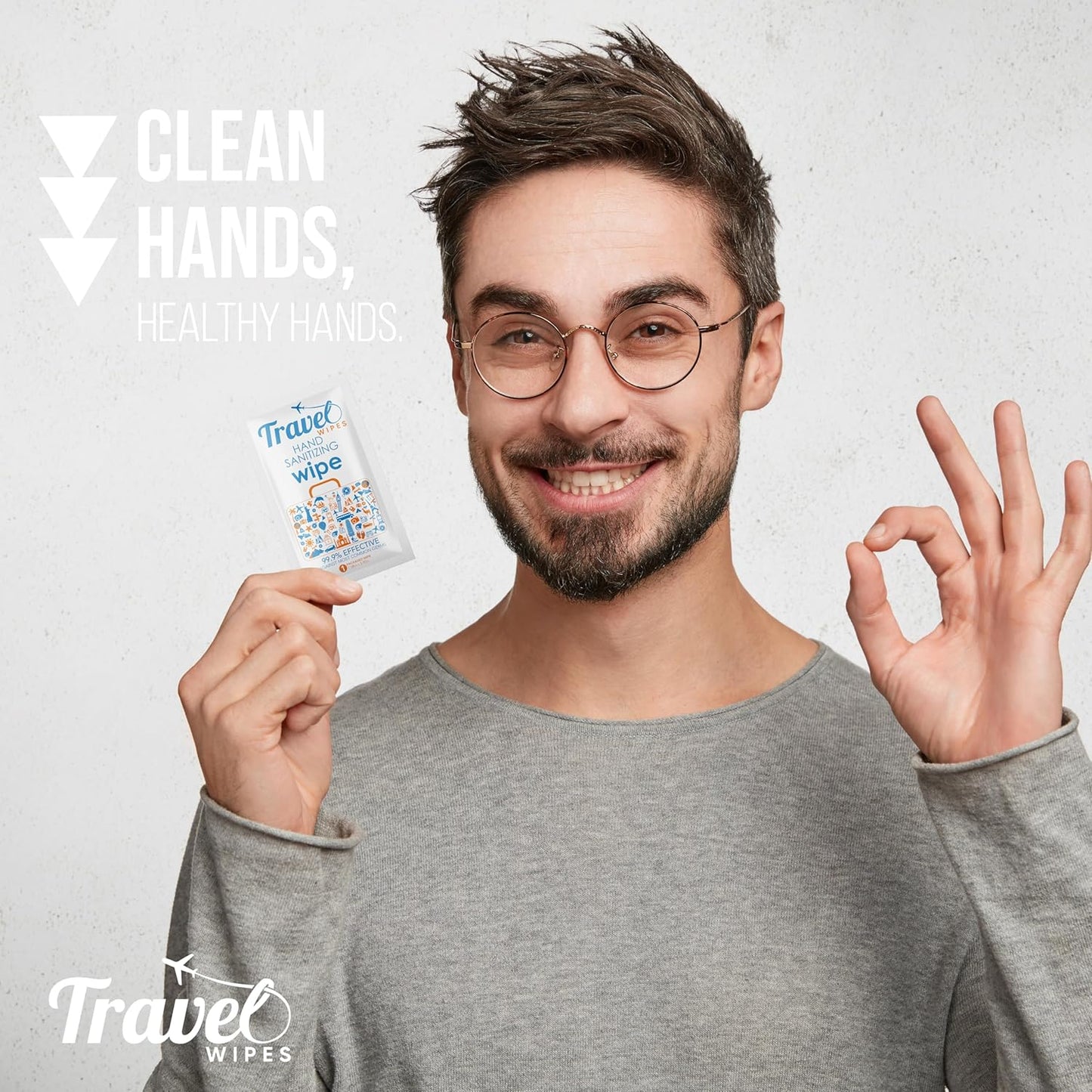 Hand Sanitizing Travel Wipes – 30ct Individually Wrapped | Fragrance-Free, Moisturizing, 70% Isopropyl Alcohol Wipes | Travel, Home, Office, Daily Use | Made in USA