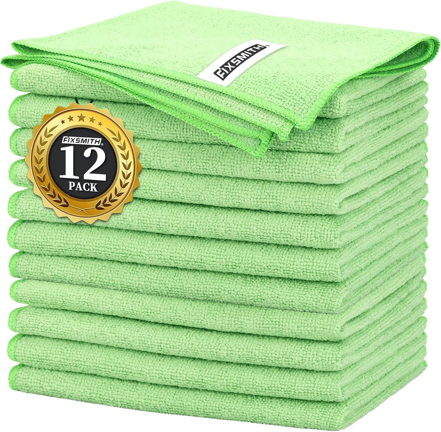 FIXSMITH Microfiber Cleaning Cloth - Pack of 8, Size: 12 x 16 in, Multi-Functional Cleaning Towels, Highly Absorbent Cleaning Rags, Lint-Free, Streak-Free Cleaning Cloths for Car Kitchen Home