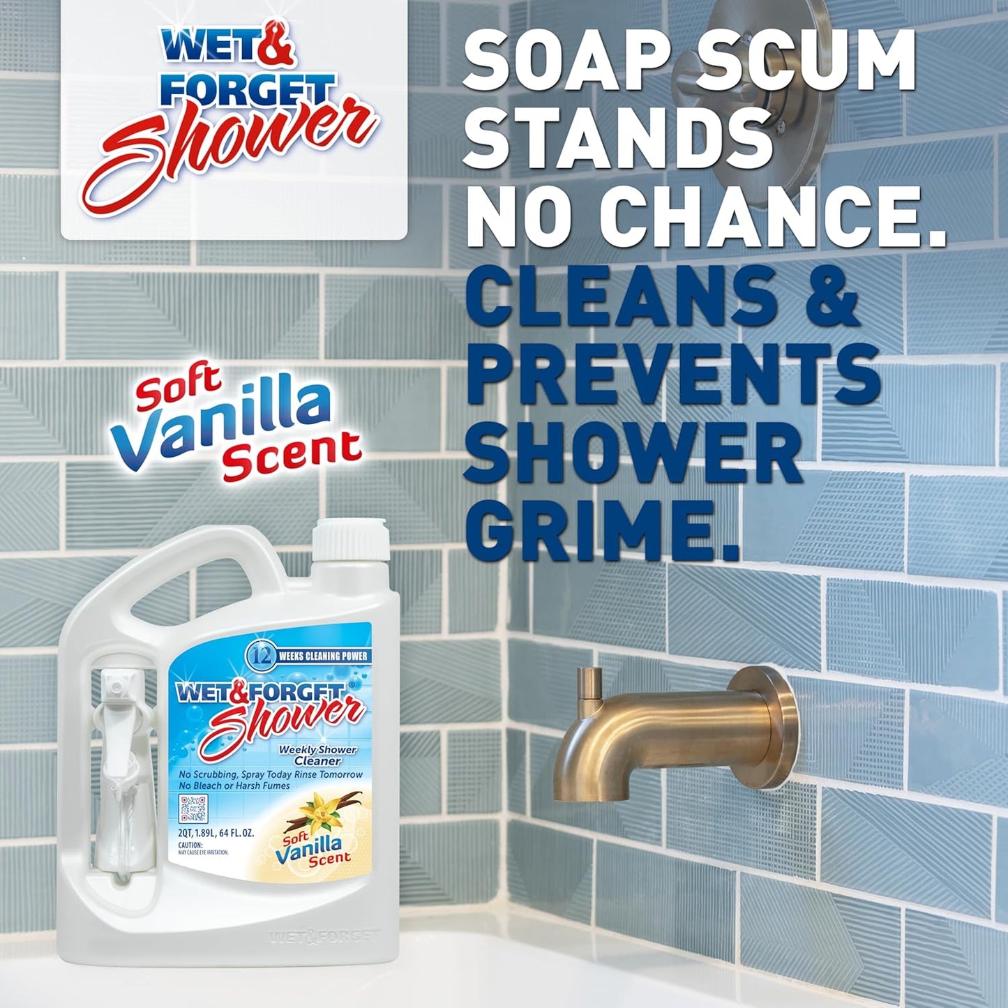 Wet & Forget Shower Cleaner Spray Multi-Surface Weekly Application Requires No Scrubbing, Bleach-Free Formula, Ready to Use, Fresh Scent, 3 Months of Cleaning, 64 Fluid Ounces, 1 Pack