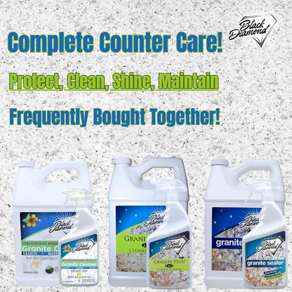 Black Diamond Stoneworks Granite Plus 2-in-1 Cleaner & Sealer, pH Neutral, Streak-Free Stone Cleaner for Granite, Marble, Quartz, Travertine & Limestone Countertops, Ready to Use (1-Gallon)
