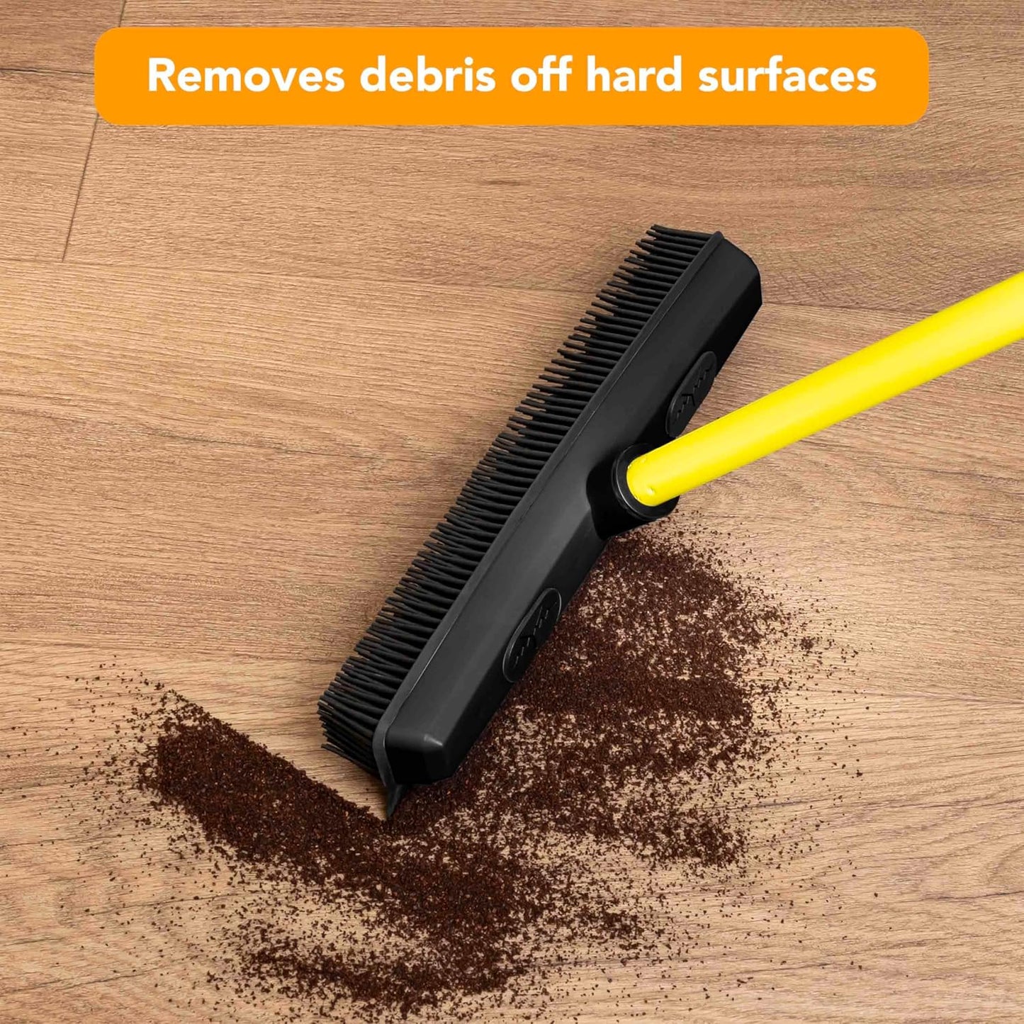 FURemover Sweep Pet Hair Rubber Broom with Squeegee and Attachable Microfiber Cloth and 47” Handle for Tile, Carpet and Hardwood