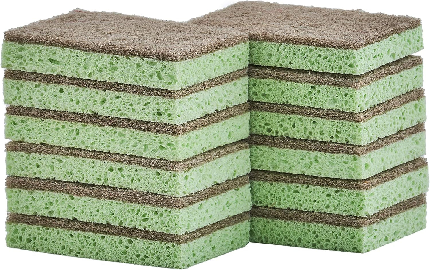 Non-Scratch Cellulose Sponge Kitchen Scrub Sponge with Scouring Pad Set, Good for Non-Stick Cookware Frying Pan, Pot, Counter Top, Sink Scrubbing, Kitchen Scrubbers, Pack of 2, (Red/Pink)