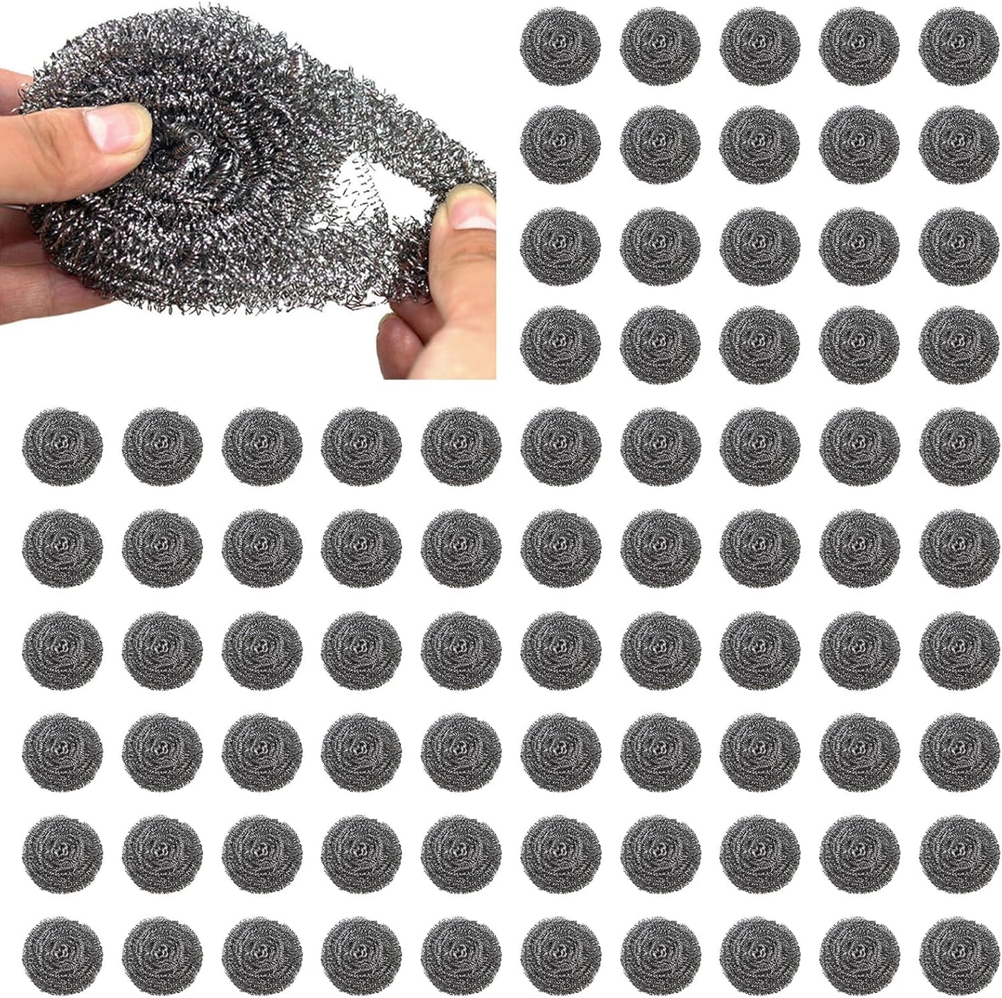 20 Pack Steel Wool Scrubbers, 2.36 Inch Stainless Steel Cleaning Pads, Heavy Duty Scouring Pads for Pots and Pans, Non-Scratch Kitchen Scrubber for Dishes, Grills, and Cookware