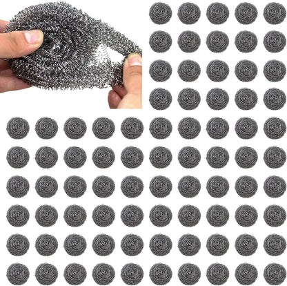 20 Pack Steel Wool Scrubbers, 2.36 Inch Stainless Steel Cleaning Pads, Heavy Duty Scouring Pads for Pots and Pans, Non-Scratch Kitchen Scrubber for Dishes, Grills, and Cookware