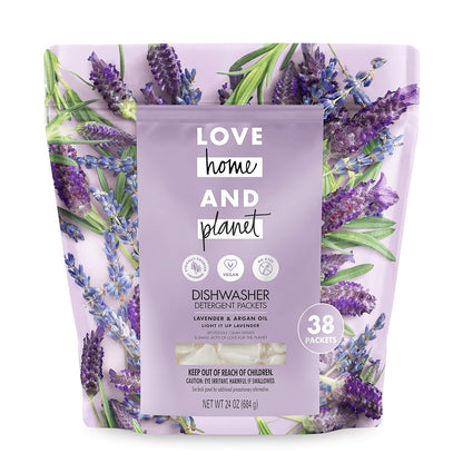 Love Home and Planet Dishwasher Detergent, Gel Lavender & Argan Oil, 56 oz