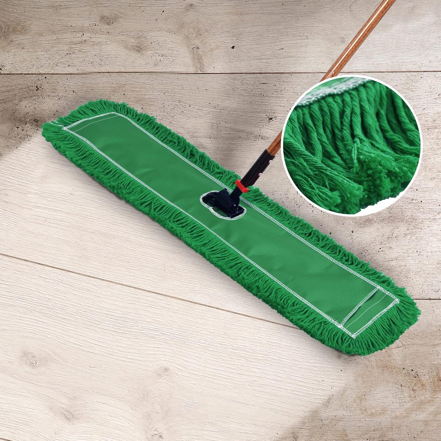 Matthew Cleaning 24'' Industrial Strength Cotton Dust Mop Refill Washable Replacement Heads for Residential & Commercial Use Fit Standard Dust Mop Frames, Hardwood, Laminate, Concrete Floors 3 Pack