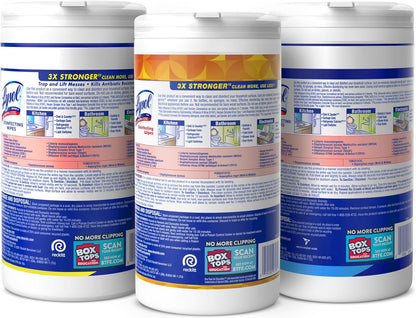 Lysol Disinfectant Wipes Bundle, Dorm Room Essentials, Multi-Surface Cleaning Wipes, For Disinfecting & Cleaning, Lemon & Lime Blossom, Crisp Linen, Mango & Hibiscus, 3x80 ct