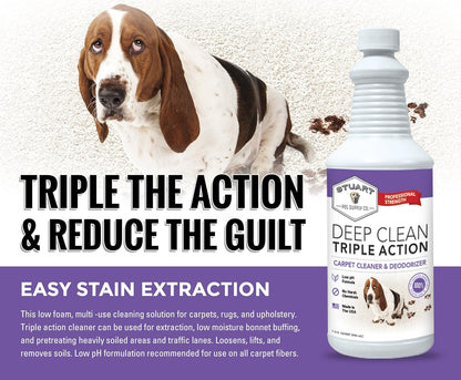 Stuart Pet Supply Co. Professional Strength Deep Clean (Gal.) 3X Carpet Cleaner Solution & Deodorizer, Concentrated Encapsulating Carpet Shampoo, Pet Odor & Dirty Carpet Cleaning Solution 128 fl oz.