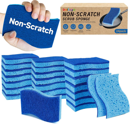 12 Count Non-Scratch Dish Sponges Kitchen, Long Lasting Cleaning Sponges for Dishes,Dual Sided Kitchen Sponges, Cleans Fast Without Scratching, Easy to Dry and Reusable-Blue