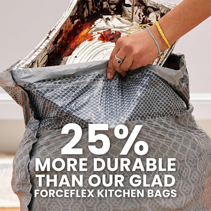 Glad ForceFlex MaxStrength XL Kitchen Trash Bags, 20 Gal, Fresh Clean, 80 Ct (Package May Vary)