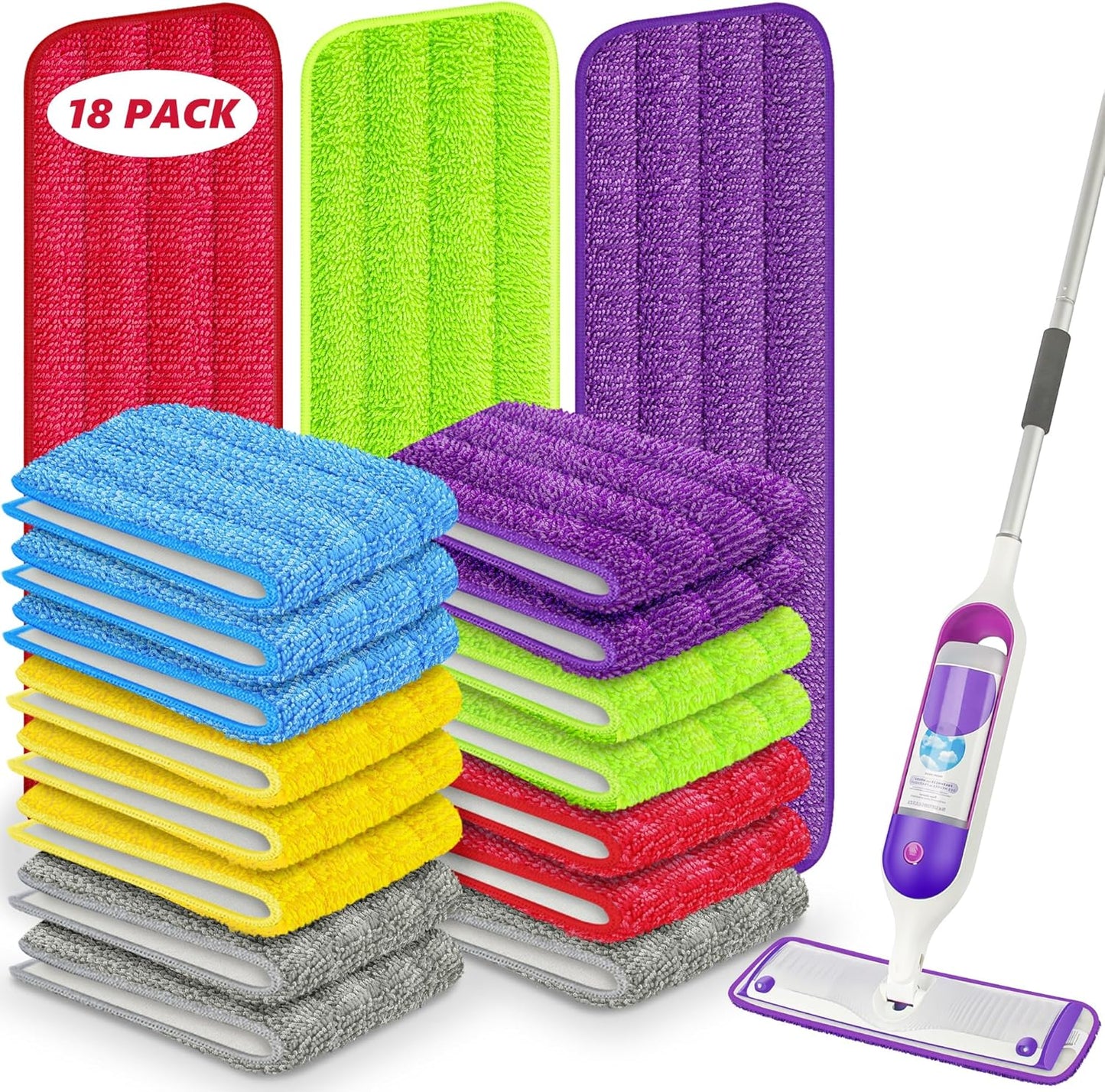 6 Pack Reusable Mop Pads Compatible with Swiffer PowerMop, Wood Floor Pads Microfiber Mop Replacement Refills Machine Washable for All Floor Surfaces