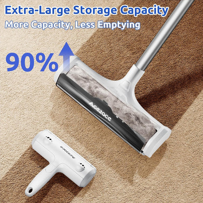 ACE2ACE A3 Pro Carpet Roller for Pet Hair, Carpet Pet Hair Removal Tool, Reusable Large Lint Rollers, 5 Feet Long Handle No Bending No Kneeling, Cat Dog Hair Remover for Carpet, Rugs, Mats, Black