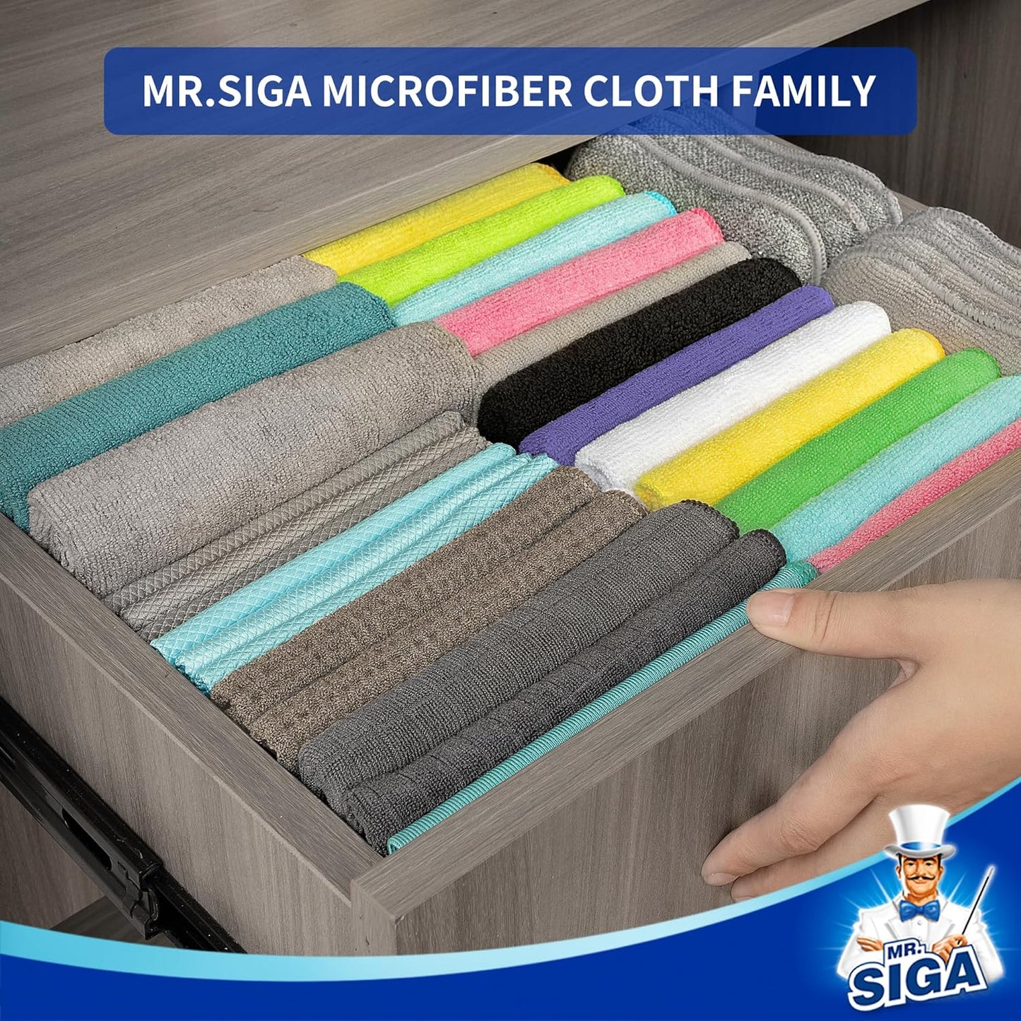 MR.SIGA Microfiber Cleaning Cloth,Pack of 12,Size:12.6" x 12.6"