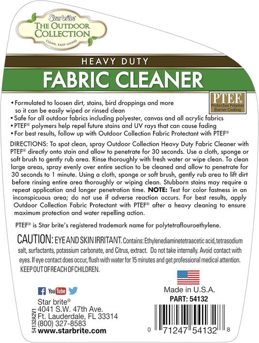 STAR BRITE Outdoor Collection Fabric Cleaner Spray - Ultimate Stain Remover for Outdoor & Patio Fabrics - 32 OZ (054132)