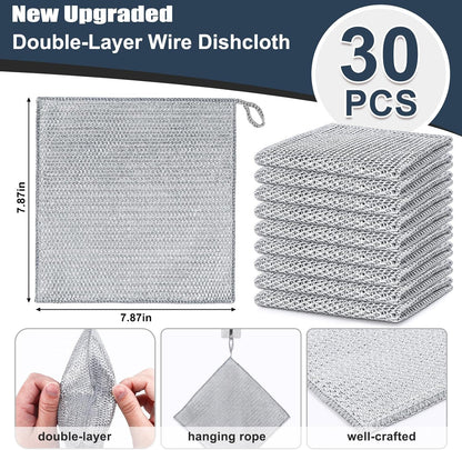 Navona 12 Pcs New Upgrade Steel Wire Dishcloth,Triple-Layer Steel Wire Cleaning Cloth,Powerful Cleaning Non-Scratch Wire Dishcloth Rag for Cookware, Sinks, Dishes, Stove Tops