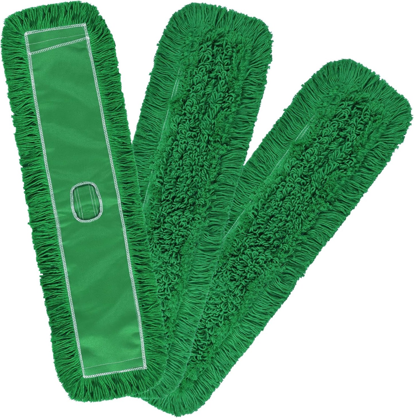 Matthew Cleaning 24'' Industrial Strength Cotton Dust Mop Refill Washable Replacement Heads for Residential & Commercial Use Fit Standard Dust Mop Frames, Hardwood, Laminate, Concrete Floors 3 Pack