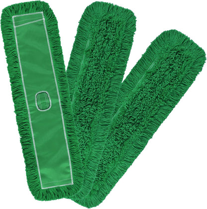 Matthew Cleaning 24'' Industrial Strength Cotton Dust Mop Refill Washable Replacement Heads for Residential & Commercial Use Fit Standard Dust Mop Frames, Hardwood, Laminate, Concrete Floors 3 Pack