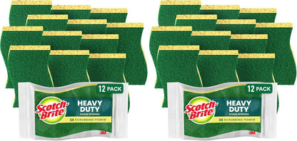 Scotch-Brite Heavy Duty Scrub Sponge, 9 Kitchen Sponges Designed for Tough Messes in the Kitchen that Last 3X Longer*, Best for Cast Iron Skillets and Outdoor Grills, Flexible, Durable, and Strong