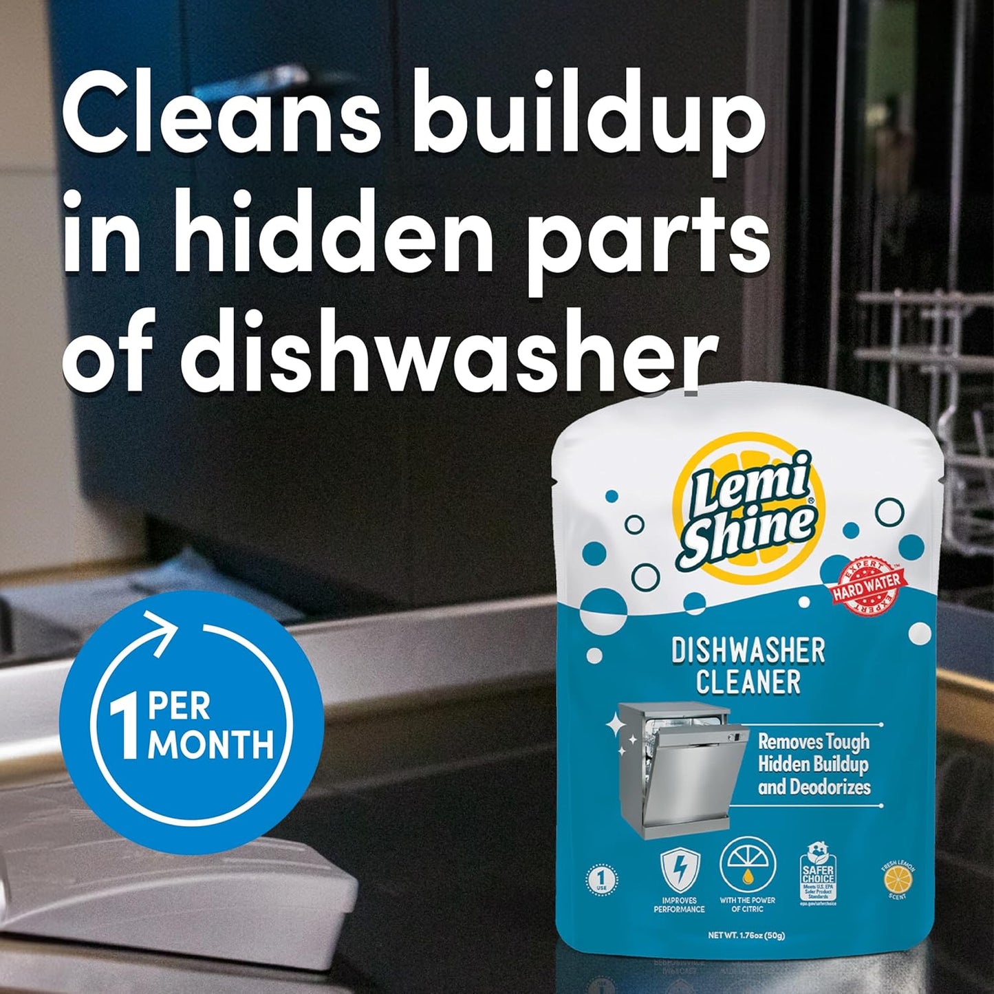 Lemi Shine Garbage Disposal Cleaner and Deodorizer Powered By Citric Acid | Foam Cleaner For Kitchen Garbage Disposal with a Natural, Fresh Lemon Scent (2 Count)