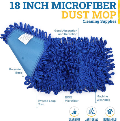 Kleen Handler 24 inch Microfiber Dust Mop | Medium Washable Commercial Mop Head Replacement, Pack of 3