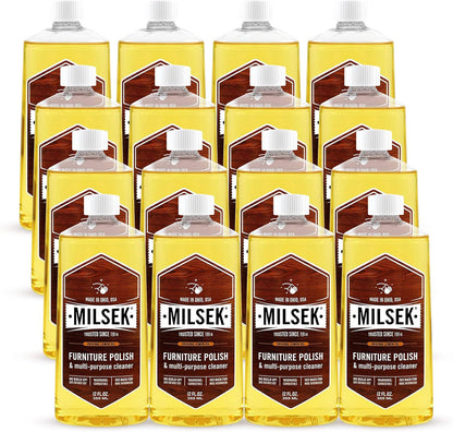 Milsek Furniture Polish and Wood Cleaner with Lemon Oil - Multipurpose Solution for Home Improvement from Hardwood Floors to Kitchen Cabinets - 12 Fl Oz (Pack of 1)