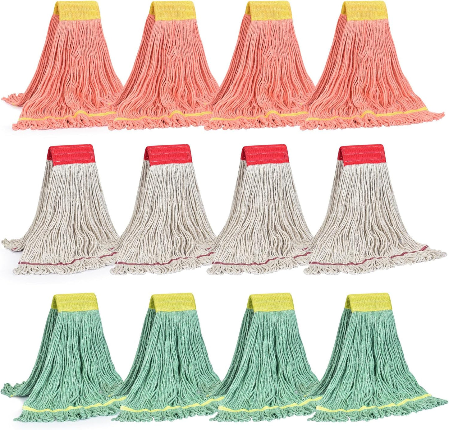 Matthew Cleaning Heavy Duty Mop Head Commercial Replacement for General and Floor Cleaning , Wet Industrial Blue Cotton Looped End String Head Refill (Pack of 6) Blue