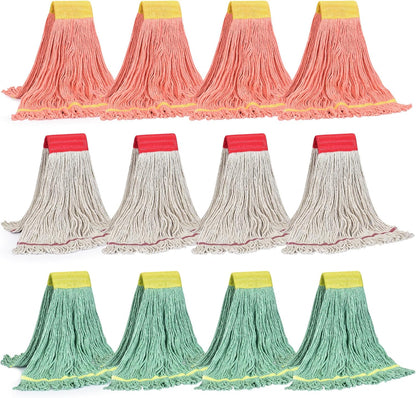 Matthew Cleaning Heavy Duty Mop Head Commercial Replacement for General and Floor Cleaning , Wet Industrial Blue Cotton Looped End String Head Refill (Pack of 6) Blue