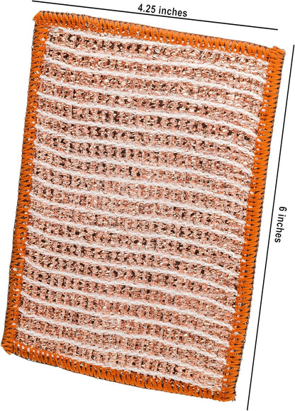 Redecker Copper Thread Pot Scrubber, Woven Copper Scouring Pads, 2 Pack Kitchen Scrubber for Pots Pans Sink Stove Stainless Steel, 3 in Diameter, Made in Netherlands