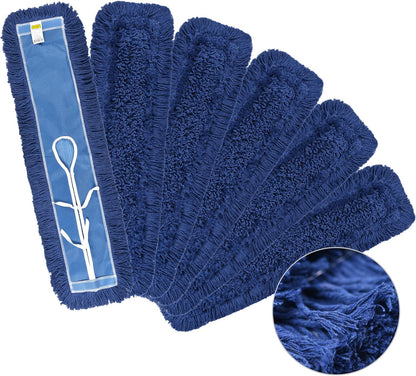 Matthew Cleaning 24'' Industrial Strength Cotton Dust Mop Refill Washable Replacement Heads for Residential & Commercial Use Fit Standard Dust Mop Frames, Hardwood, Laminate, Concrete Floors 3 Pack