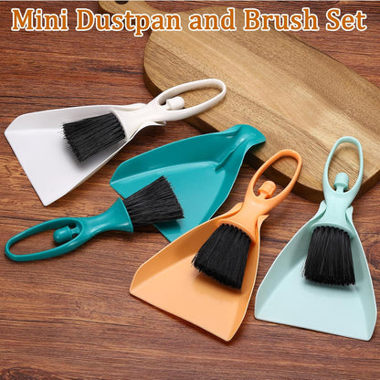 uxcell 2 Pcs Mini Dustpan and Brush Set, Small Broom and Dustpan Set for Office Tabletops Sofas Keyboards Home Cleaning Tool, Orange Pink