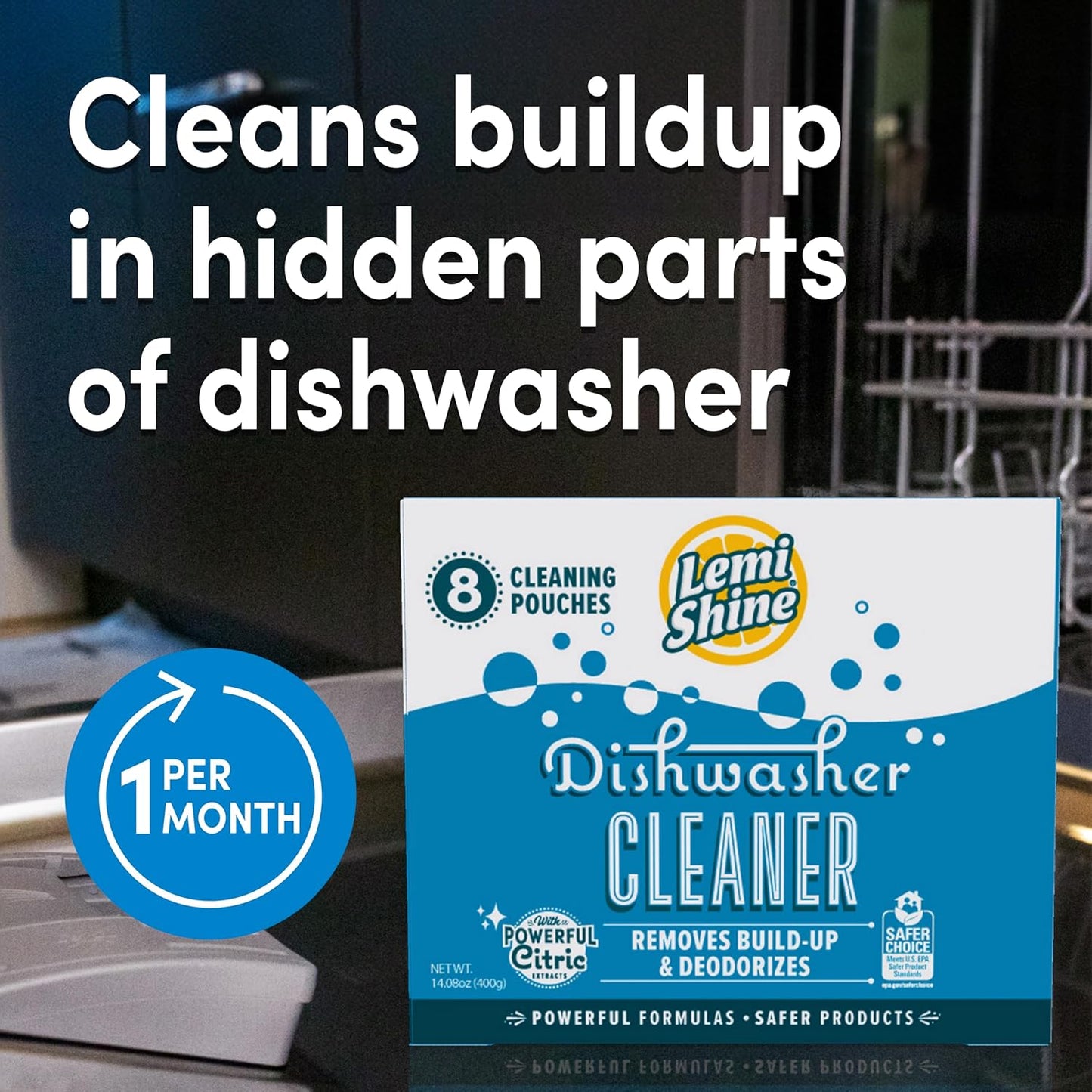 Lemi Shine Garbage Disposal Cleaner and Deodorizer Powered By Citric Acid | Foam Cleaner For Kitchen Garbage Disposal with a Natural, Fresh Lemon Scent (2 Count)