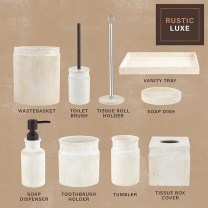Creative Scents Rustic Luxe Toilet Brush and Holder Set - Beige Toilet Bowl Cleaner Brush with Strong Metal Handle - Long Bristles Toilet Bowl Brush and Holder - Rustic Farmhouse Decor