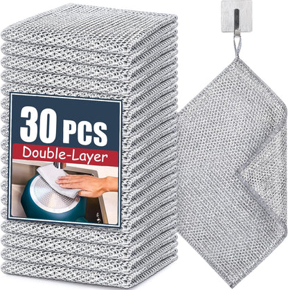 Navona 12 Pcs New Upgrade Steel Wire Dishcloth,Triple-Layer Steel Wire Cleaning Cloth,Powerful Cleaning Non-Scratch Wire Dishcloth Rag for Cookware, Sinks, Dishes, Stove Tops