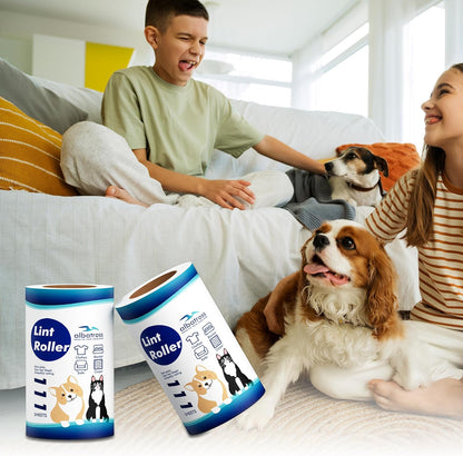 Large Lint Rollers for Carpet, 9.45'' Sticky Rollers for Floor with 360 Sheets, Extendable Long Handle Sticky Mop for Cleaning Couch, Curtains, Cars, Clothing, and Pet Hair