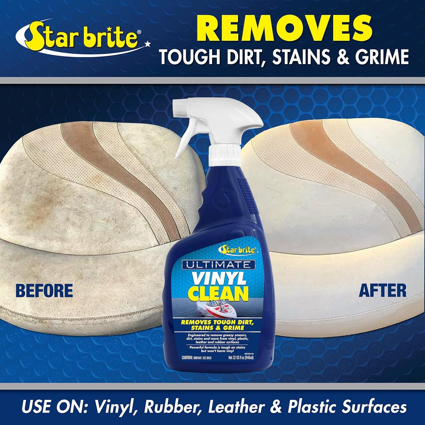 STAR BRITE Ultimate Vinyl Clean Spray - Multi-Surface Cleaner for Auto, RV, Home & Boat Upholstery - Vinyl, Rubber, Leather, Plastic + Interior & Exterior Trim 32 OZ (096232)
