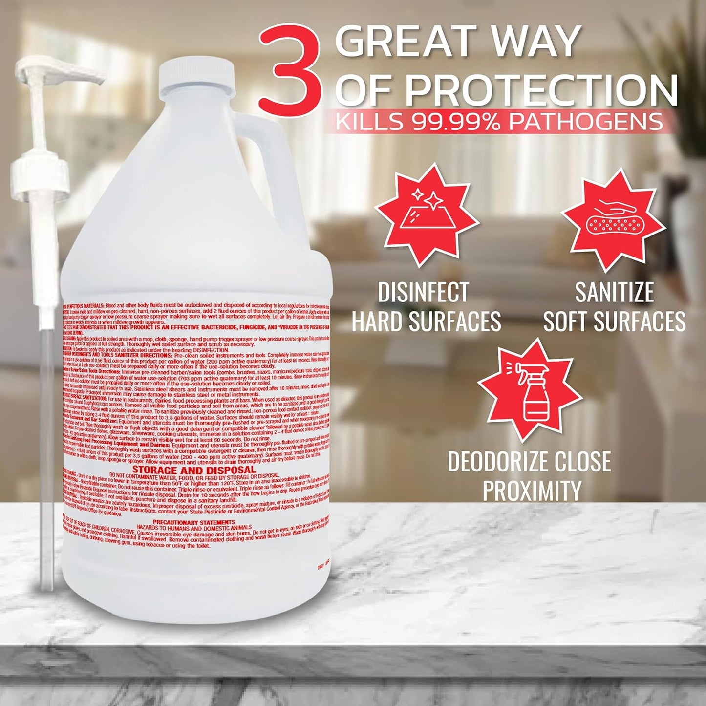 Lucasol One Step Disinfectant, 32 Fl Oz Disinfectant & 24 Oz Empty Refillable Spray Bottle Combo. Multi Purpose Cleaner Spray For Hospitals, Schools, Salons, Household Cleaning And More