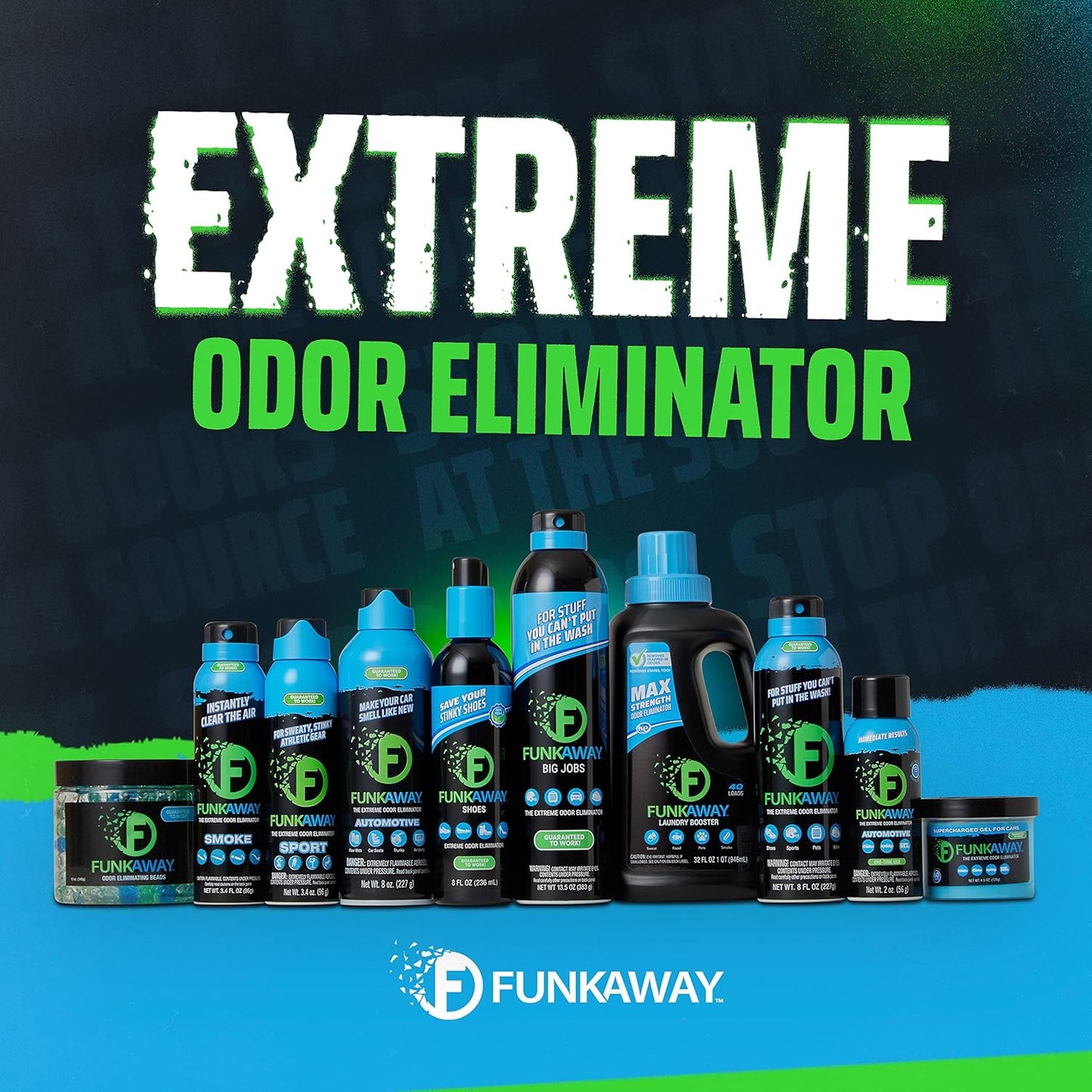 FunkAway Odor Eliminator Spray for Shoes, Clothes and Gear, 3.4 oz., Non-Aerosol; Mini Size for Travel, Ideal for Gym Bag, Purse, Locker or Suitcase