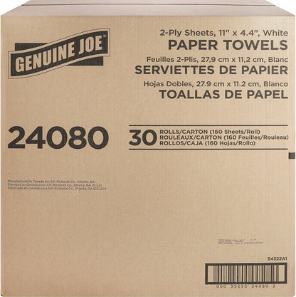 Genuine Joe Kitchen Paper Towels,11" x 4.5", 2-Ply, 170 Sheets/Roll, 30 Count