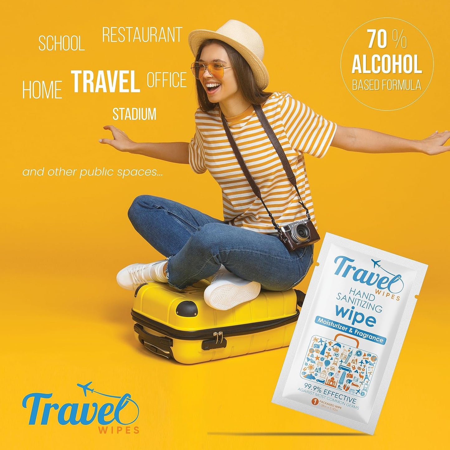 Hand Sanitizing Travel Wipes – 30ct Individually Wrapped | Fragrance-Free, Moisturizing, 70% Isopropyl Alcohol Wipes | Travel, Home, Office, Daily Use | Made in USA
