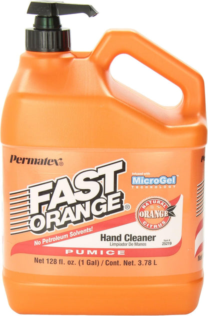 Fast Orange 25108 Pumice Lotion, Heavy Duty Hand Cleaner, Natural Citrus Scent, Waterless Cleaner For Mechanics, Strong Grease Fighter, 7.5 oz