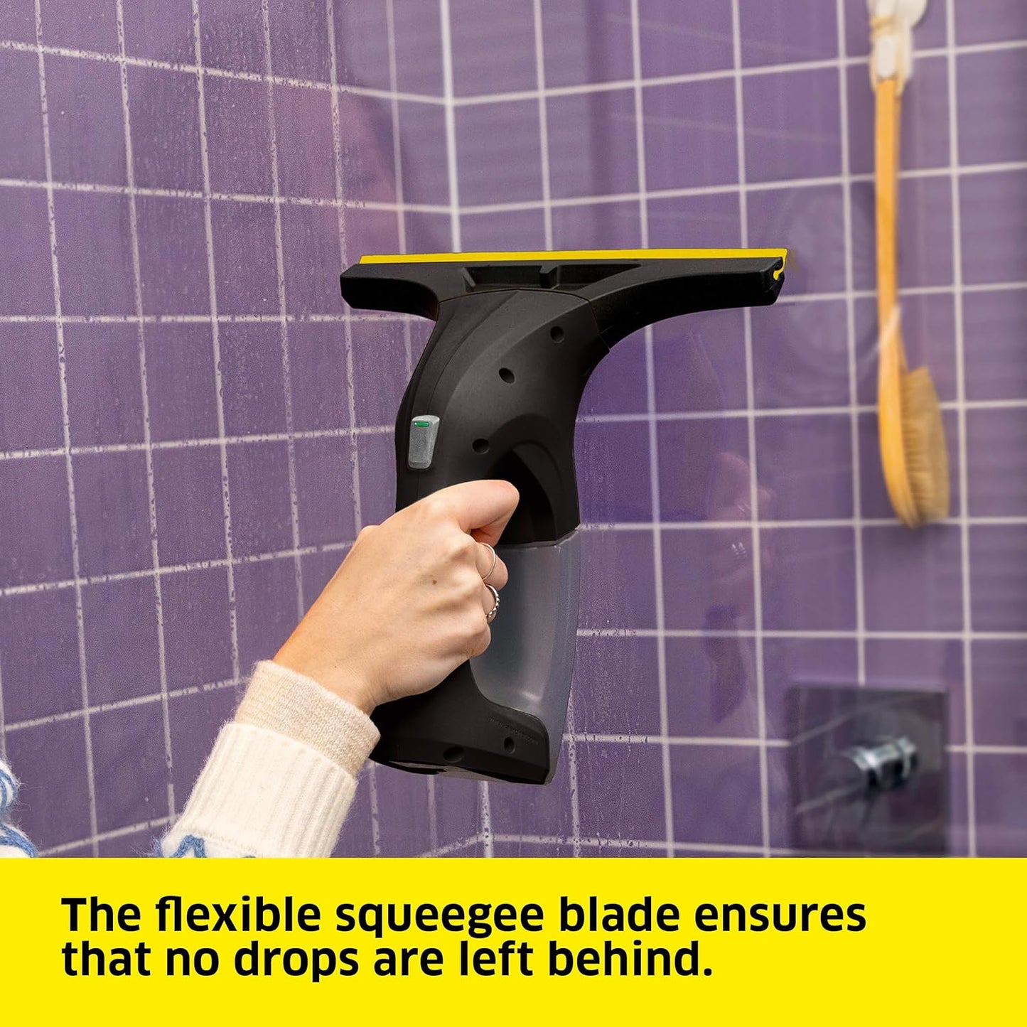 Kärcher WV 1 Electric Window Vacuum Squeegee 10" - Perfect for Showers, Mirrors, Glass, and Countertops - Electric Squeegee