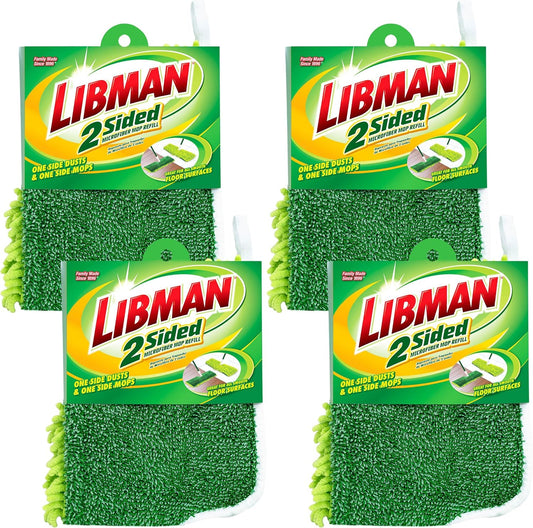 Libman 18" 2-Sided Microfiber Dust Mop, Double Sided Dry Wet Mops for Floor Cleaning, Hardwood, Laminate, Tile Cleaner, 360 Degree Swivel Head, 49” Long Handle