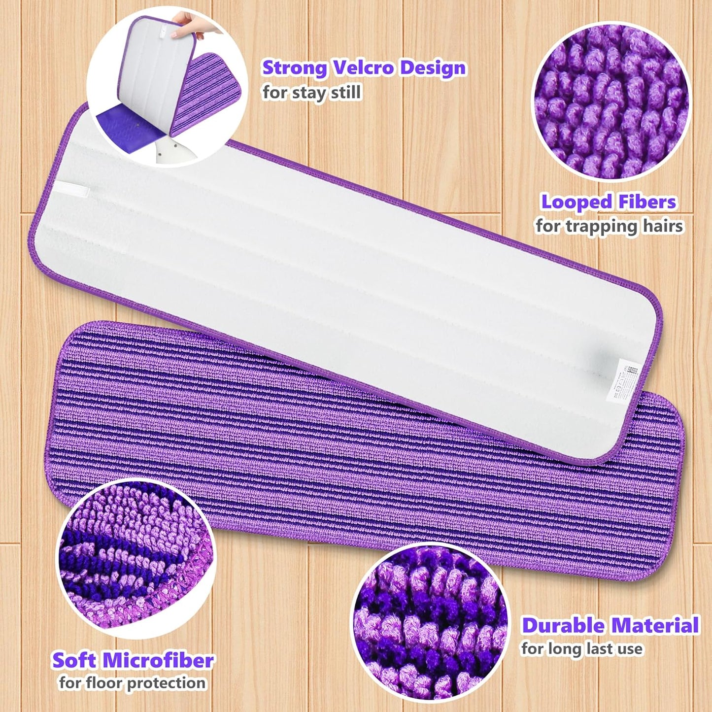 Reusable Mop Pads Compatible with Swiffer PowerMop, Microfiber Mop Pads Refills Mop Heads Replacement for Swiffer Mop Spray Mop Floor Mop, Washable Reusable Floor Mopping Refills, 6 Pack