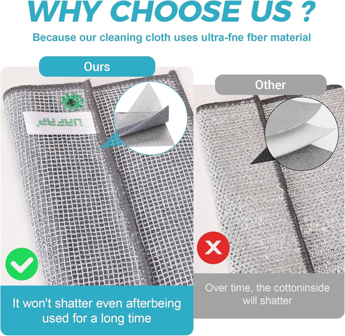 12 PCS Non Scratch Wire Dishcloth, Cleans Fast Without Scratching, Stands Up to Stuck-on Grime, Multi-Surface Safe, Wire Dishwashing Rag Cleaning Power for Everyday Jobs 7.87“ x 7.87”