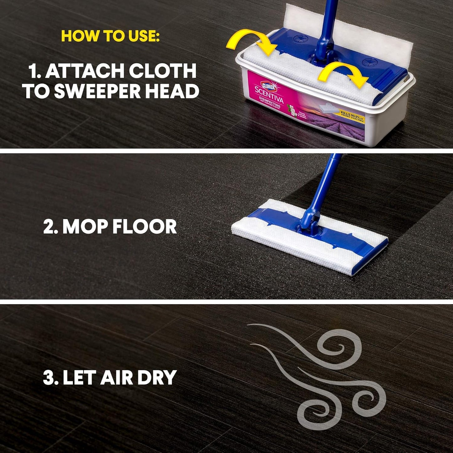 Clorox Disinfecting Wipes Clorox Scentiva Disinfecting Wet Mopping Pad Refills For Floor Cleaning, Tuscan Lavender & Jasmine, 24 Count