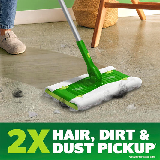Swiffer Sweep & Mop Deluxe 2-in-1 Multi-Surface Kit for Floor Cleaning, Includes 1 Sweeper Device, 5 Dry Sweeping + 6 Wet Mopping Heavy Duty Cloths, Black