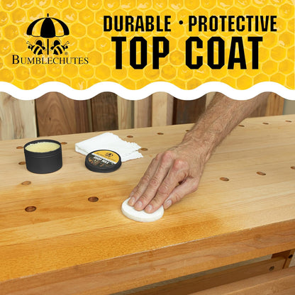 Bumblechutes All-Purpose Shop Wax - All Natural Metal and Wood Wax Finish Paste for Woodworkers, Beeswax Carnauba Wood Protector for Epoxy, Plastic, Metal, Leather, Furniture & Workshop Tools - 8 oz